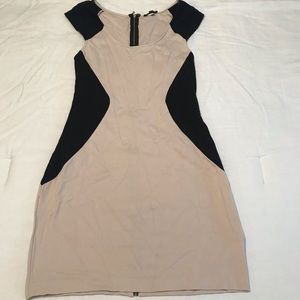 Express black and nude cap sleeve bodycon dress